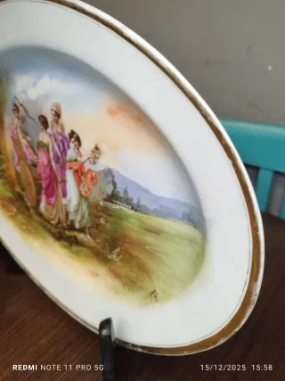 Bandeja Antigua Francesa Porcelana Dorada