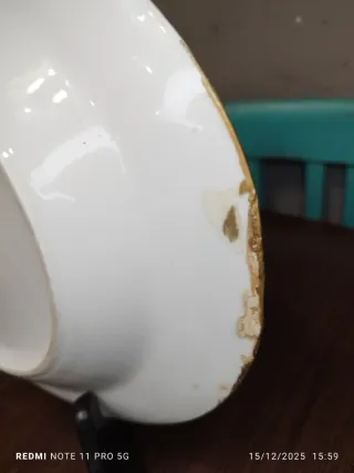 Bandeja Antigua Francesa Porcelana Dorada