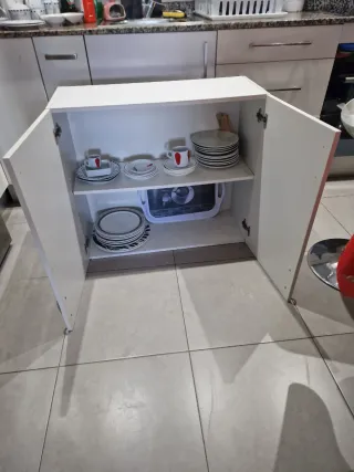 Mueble alto cocina gris y blanco