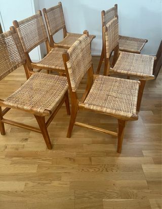 6 sillones mimbre/ rattan y madera tropical