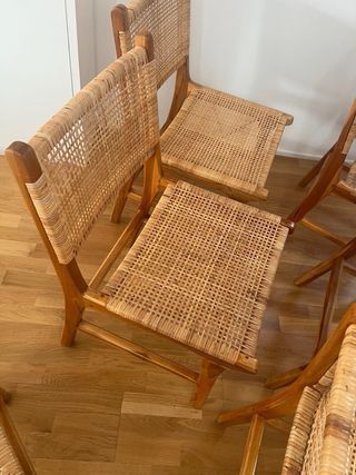 6 sillones mimbre/ rattan y madera tropical