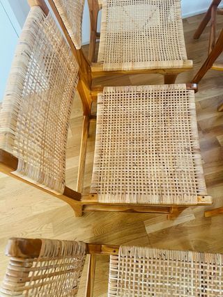 6 sillones mimbre/ rattan y madera tropical