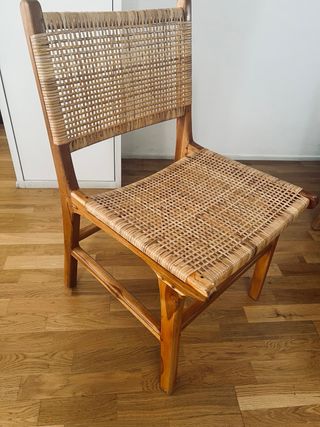 6 sillones mimbre/ rattan y madera tropical