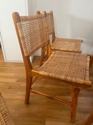 6 sillones mimbre/ rattan y madera tropical