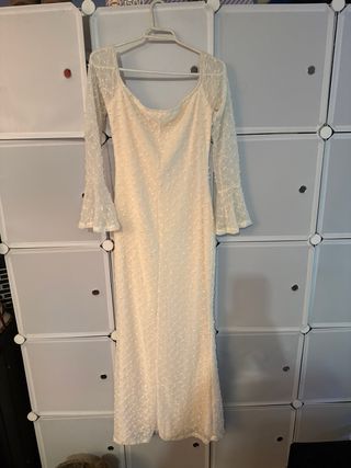 Vestido fiesta largo beige