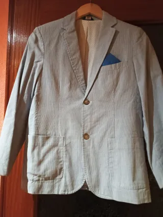Chaqueta Americana Rayas azul de chico talla 13/14