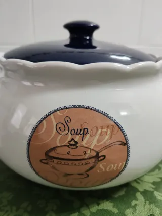 Juego de Sopa Cerámica Azul y Blanco