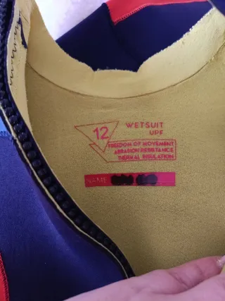 Neopreno infantil azul y naranja Talla 12