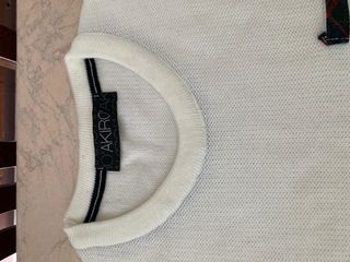 Maglione girocollo bianco con dettagli scozzese