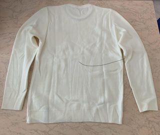 Maglione girocollo bianco con dettagli scozzese
