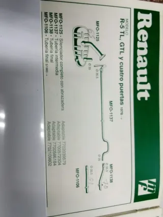 TUBERIA FINAL ESCAPE RENAULT 5TL, GTL.