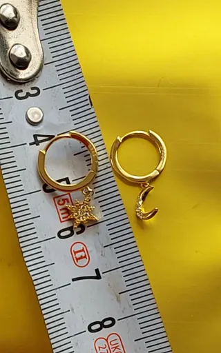 Pendientes Sol y Luna Circonita Plata Dorada