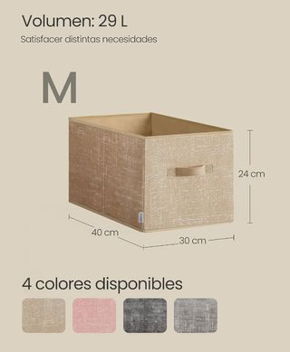 SONGMICS Cajas de Almacenaje Plegables, Juego de 3 Cestas de Tela, 40 x 30 x 24 cm