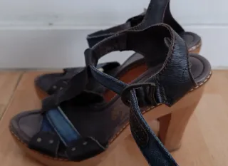 Sandalias Salsa Jeans Tacon Cuña Negro/Azul