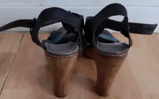 Sandalias Salsa Jeans Tacon Cuña Negro/Azul