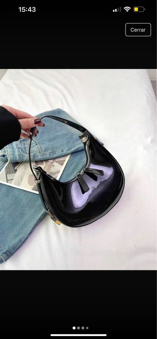 Bolso Hobo Charol Negro