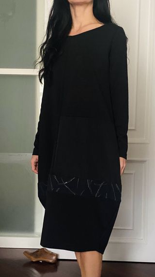 Abito Martino Midali nero con inserto tono in tono