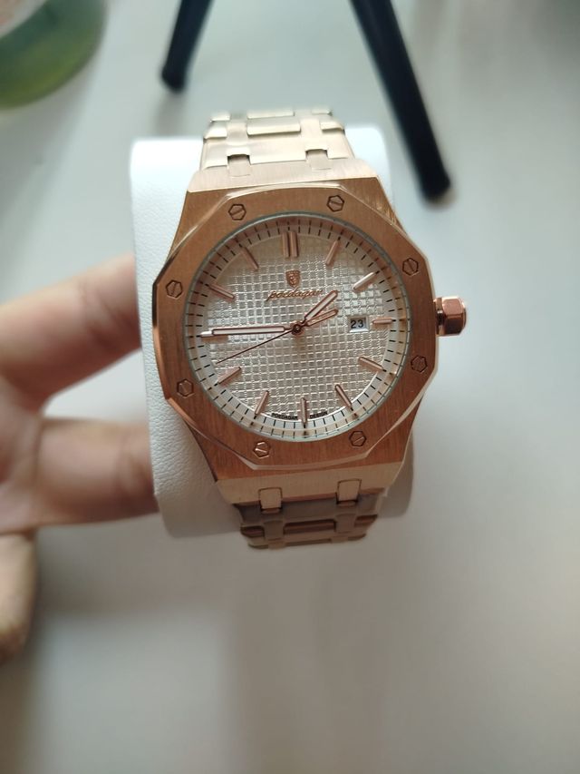 Reloj Poedagar Oak Rose Gold 41mm Blanco