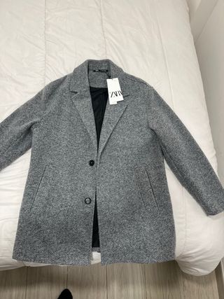Abrigo Zara Gris Paño Hombre,talla M grande .