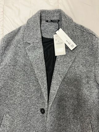 Abrigo Zara Gris Paño Hombre,talla M grande .