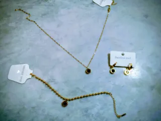 Parure Collana, Bracciale e Orecchini Acciaio