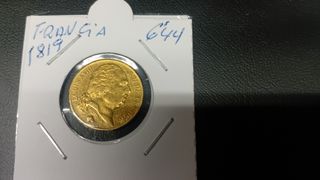 Moneta d'oro Francia 1819 6.44gr DI LUIGI XVIII DI 18