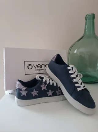 Zapatillas Venca Azul Estrellas Glitter