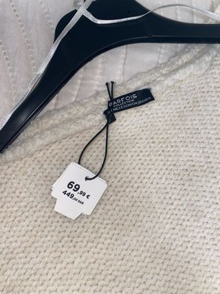 Chaleco largo beige con flecos talla única