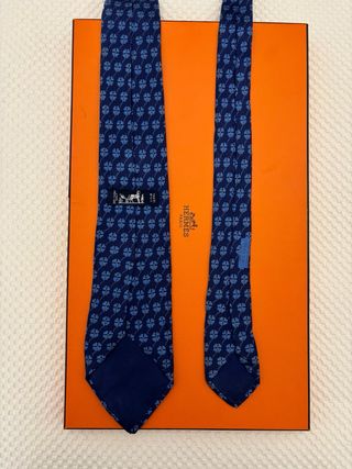 Corbata Hermes Azul Flores