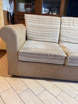 Divano tessuto beige e giallo Sfoderabile