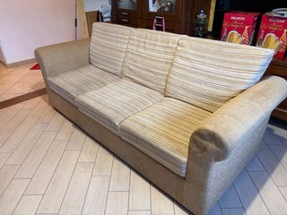 Divano tessuto beige e giallo Sfoderabile