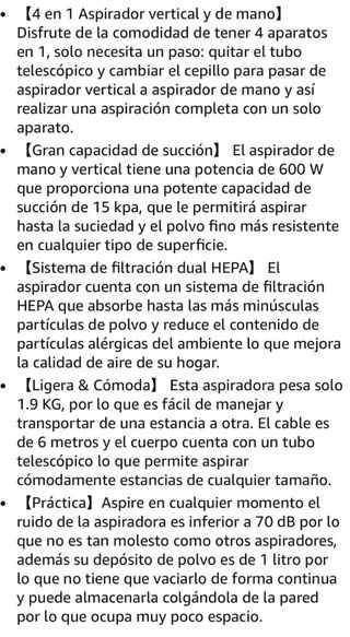 Aspiradora vertical 600W. PRECINTADA