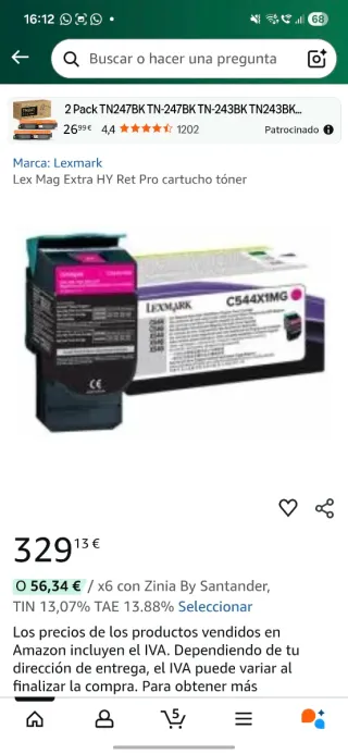 Cartucho Tóner Magenta Lexmark C540H1M