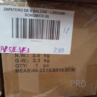 Zapatero de 8 Baldas - LSR24BK - SONGMICS