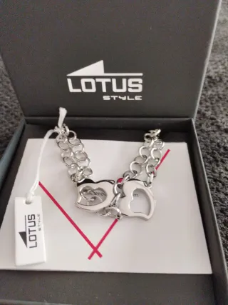 Pulsera LOTUS STYLE Doble Cadena 2 Corazones Nueva