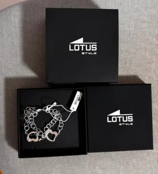 Pulsera LOTUS STYLE Doble Cadena 2 Corazones Nueva