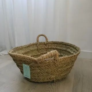 Leñero Esparto Natural Estilo Boho