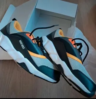 Zapatillas Hugo Boss Cuero Gris Naranja