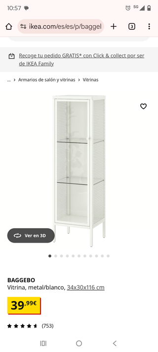 Vitrina Metálica Baggebo Cristal