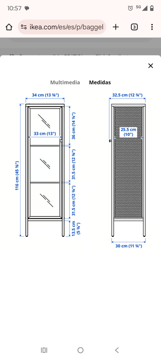 Vitrina Metálica Baggebo Cristal