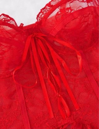 2 Conjuntos Lencería Encaje Blanco y Rojo