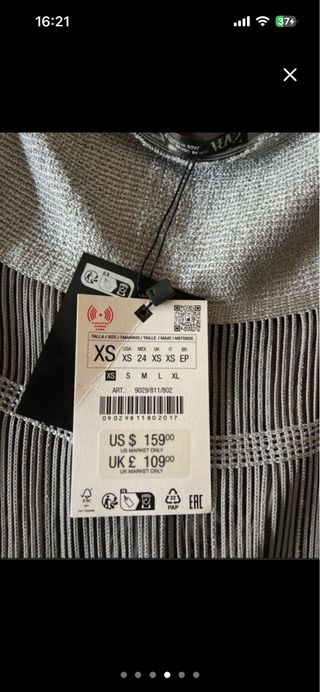 Vestido fiesta flecos gris talla xs