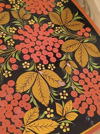 URSS Taburete Artesanía Khokloma - Región Gorki