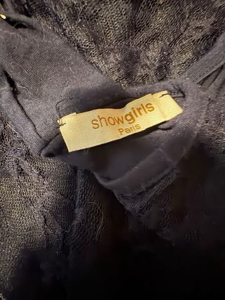 Camiseta negra, azul oscuro de encaje