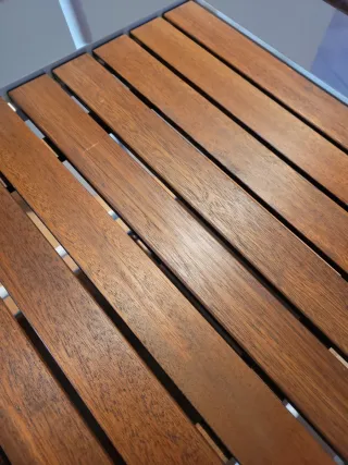 Mesita camarera Ikea madera y metal blanco