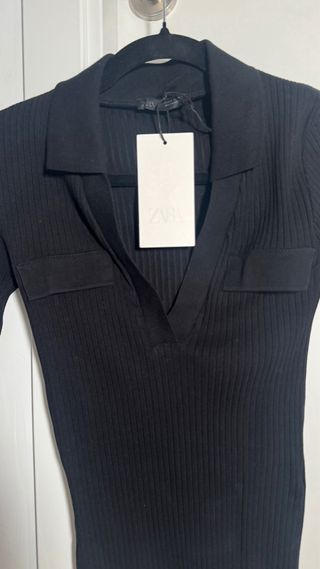Polo Zara Negro Manga Larga Mujer