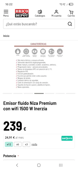 Radiador eléctrico pared