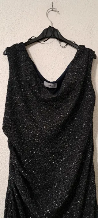 Vestido Heine Negro Dorado Brillo