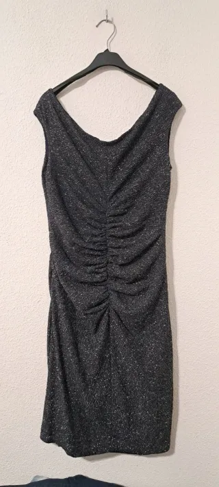 Vestido Heine Negro Dorado Brillo