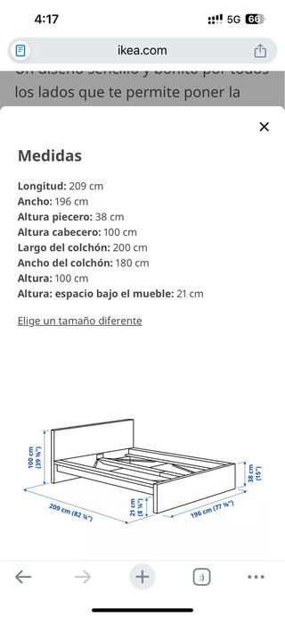 Cama IKEA MALM con 2 cajones